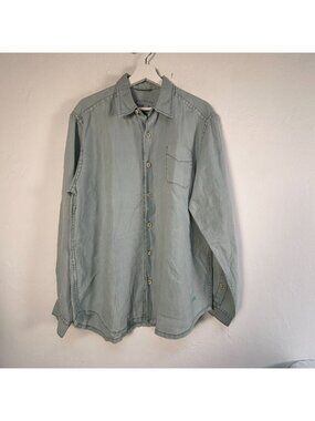 Tommy Bahama Mens Relax Light Green Long-Sleeve Linen Button Up Shirt Medium